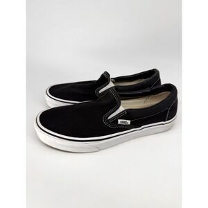 Vans Classic Slip-On Sneakers Black White Canvas Low Top Skater Shoes Mens 8